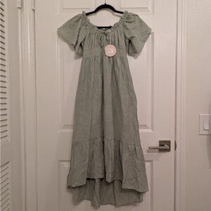 NEW Neon Blush Sage Green Cottagcore Milkmaid Hi-Low Dress S Maternity Friendly